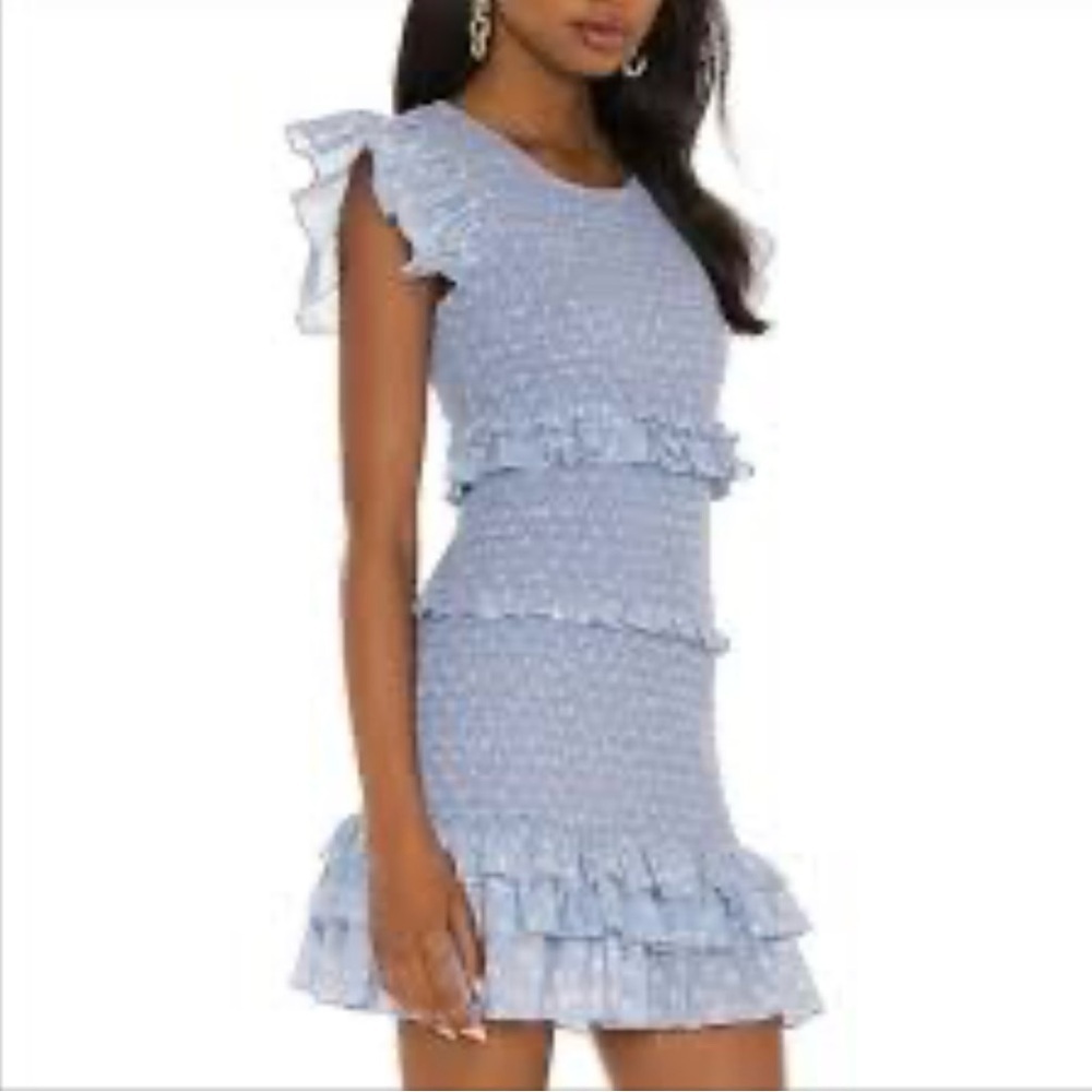 LoveShackFancy Light Blue Ruffle Mini Dress like new 🆕